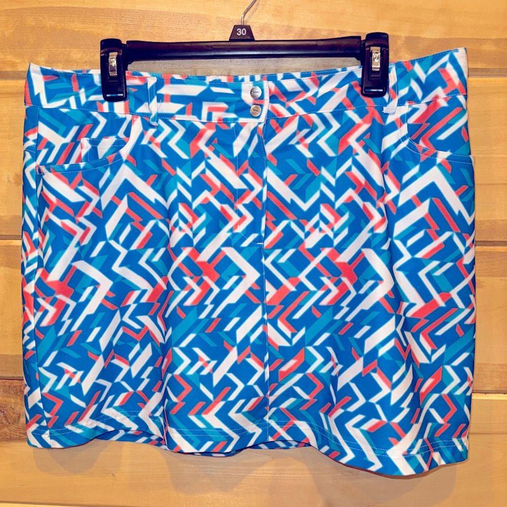 SLAZENGER Multicolor Luminescent Fractured Print Ladies Golf Skort Skirt , 12